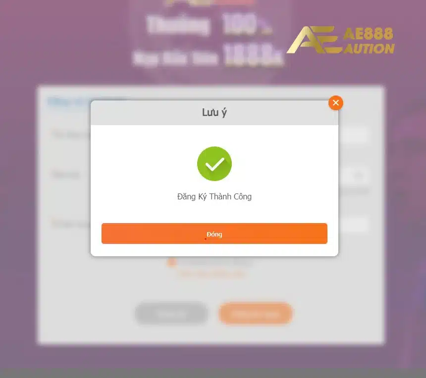 Hoàn tất đăng ký tài khoản AE888